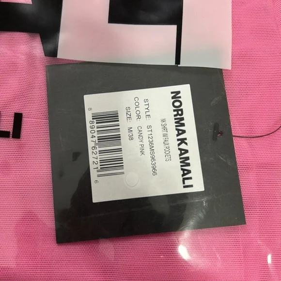 NORMA KAMALI Shirt with Faux Pockets in Candy Pink - Picture 4 of 6